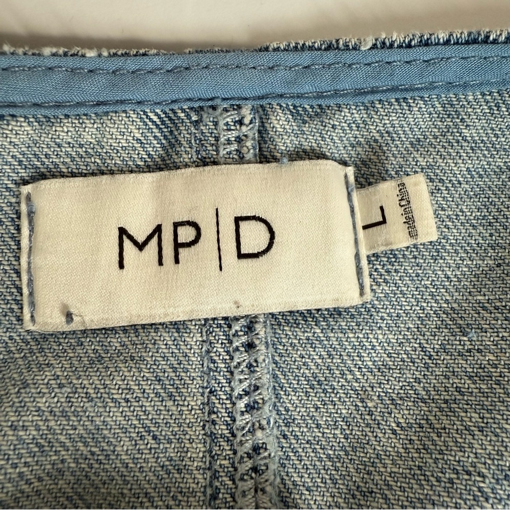 MP|D Denim Pinafore Dress Button Front Belted Blue Jean Dress Size L - Picture 11 of 14